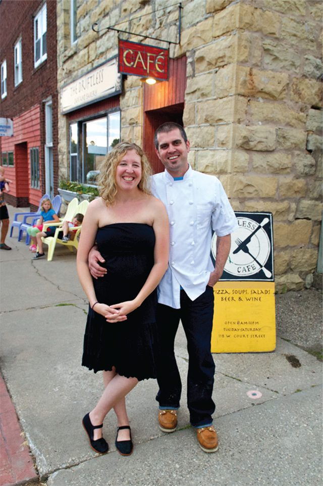 Ruthie and Luke Zahm outside Driftless Cafe