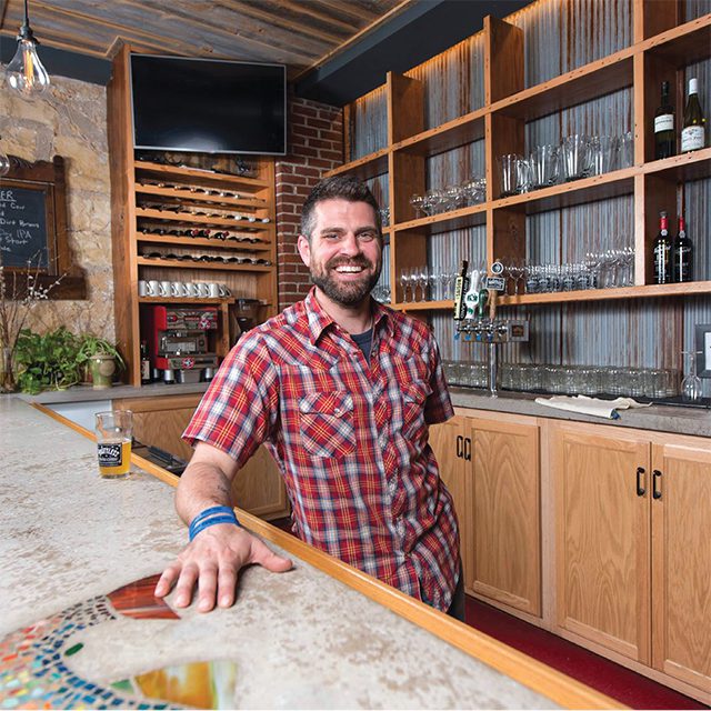 Luke at the Driftless Cafe bar